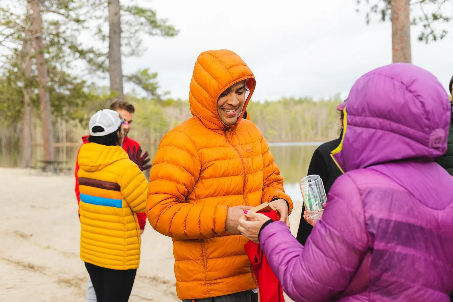 Hugs at the finish