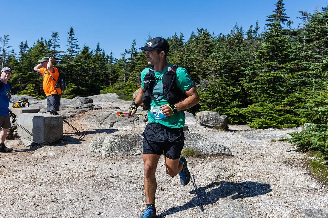 A runner moving fast across the granite