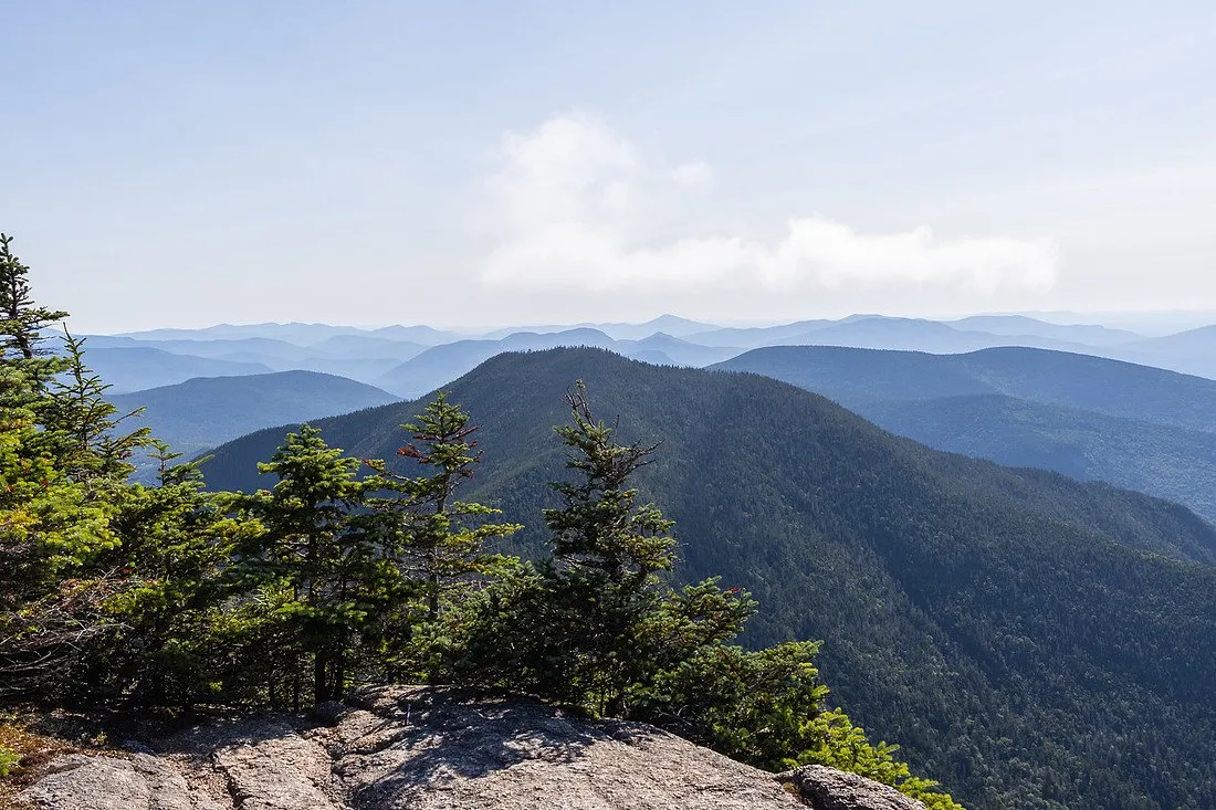 The view across the White Mountains from the summit ledges