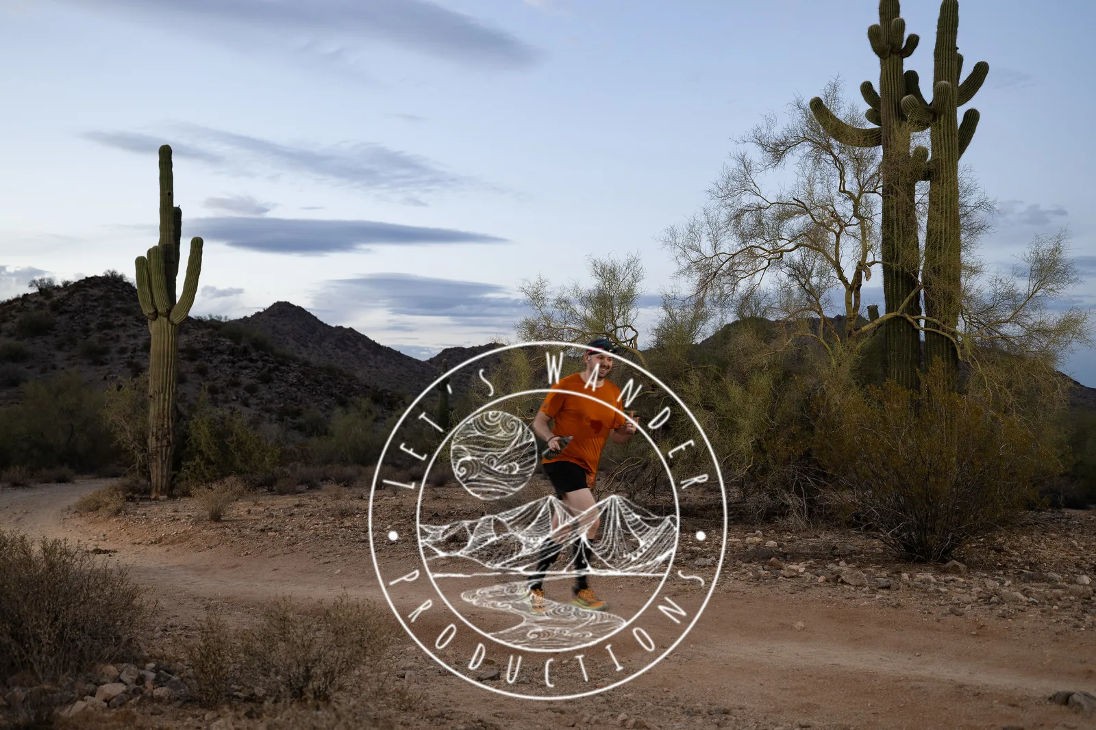 Runners among the saguaros at the Sinister Night Runs in San Tan Mountain Regional Park