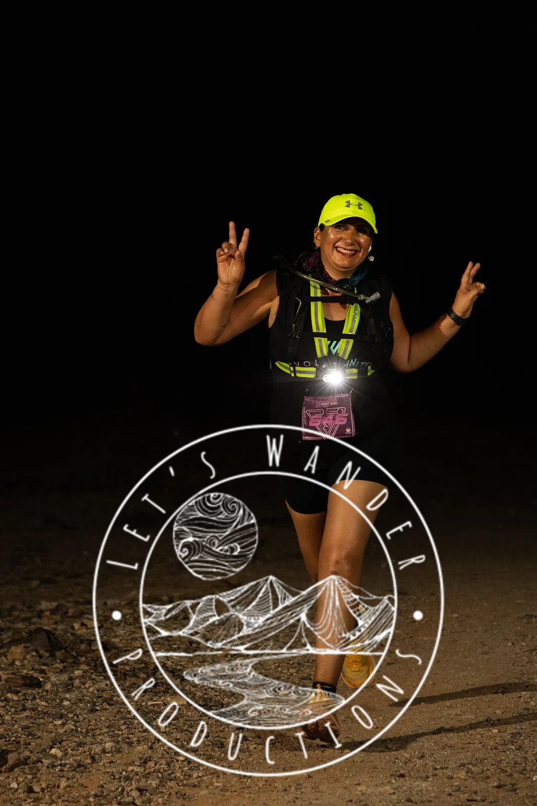 Runners by headlamp at the Hypnosis Night Runs at Estrella Mountain