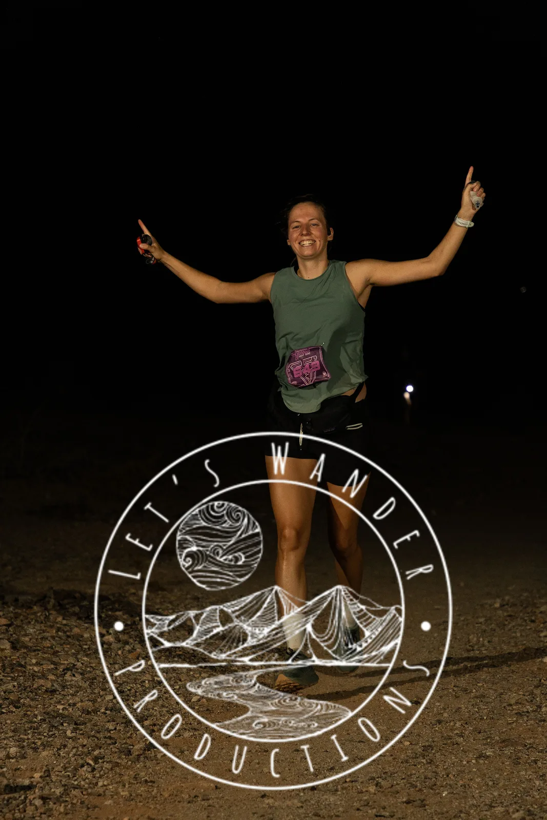 Runners by headlamp at the Hypnosis Night Runs at Estrella Mountain