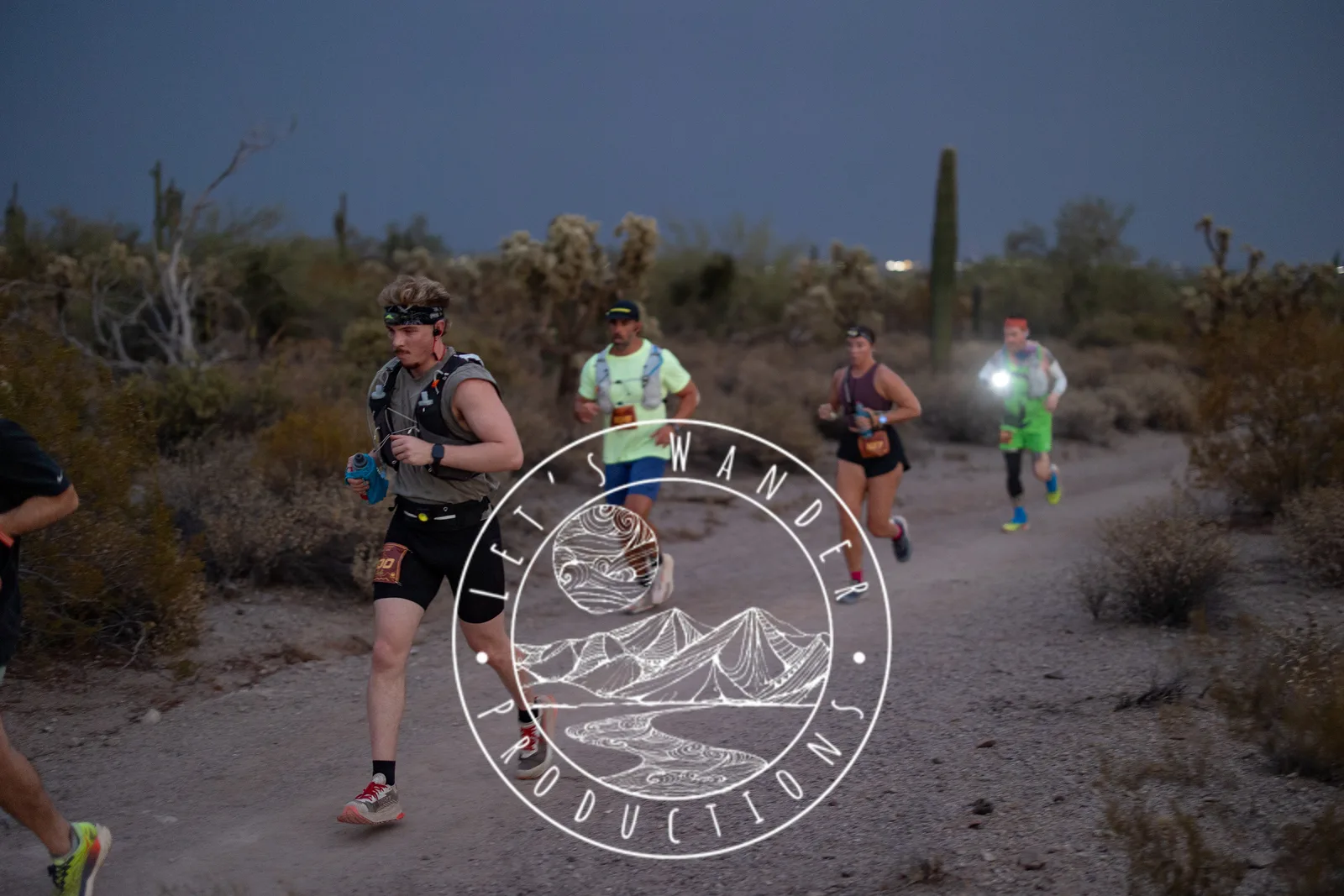 Runners at the Stunner Night Runs in Usery Mountain Regional Park