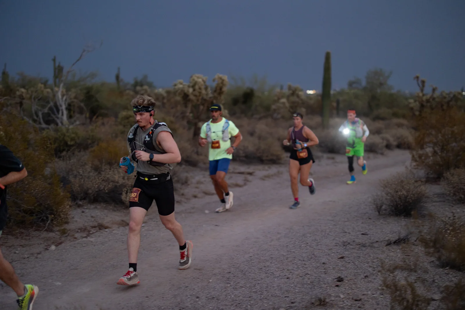 Runners at the Stunner Night Runs in Usery Mountain Regional Park