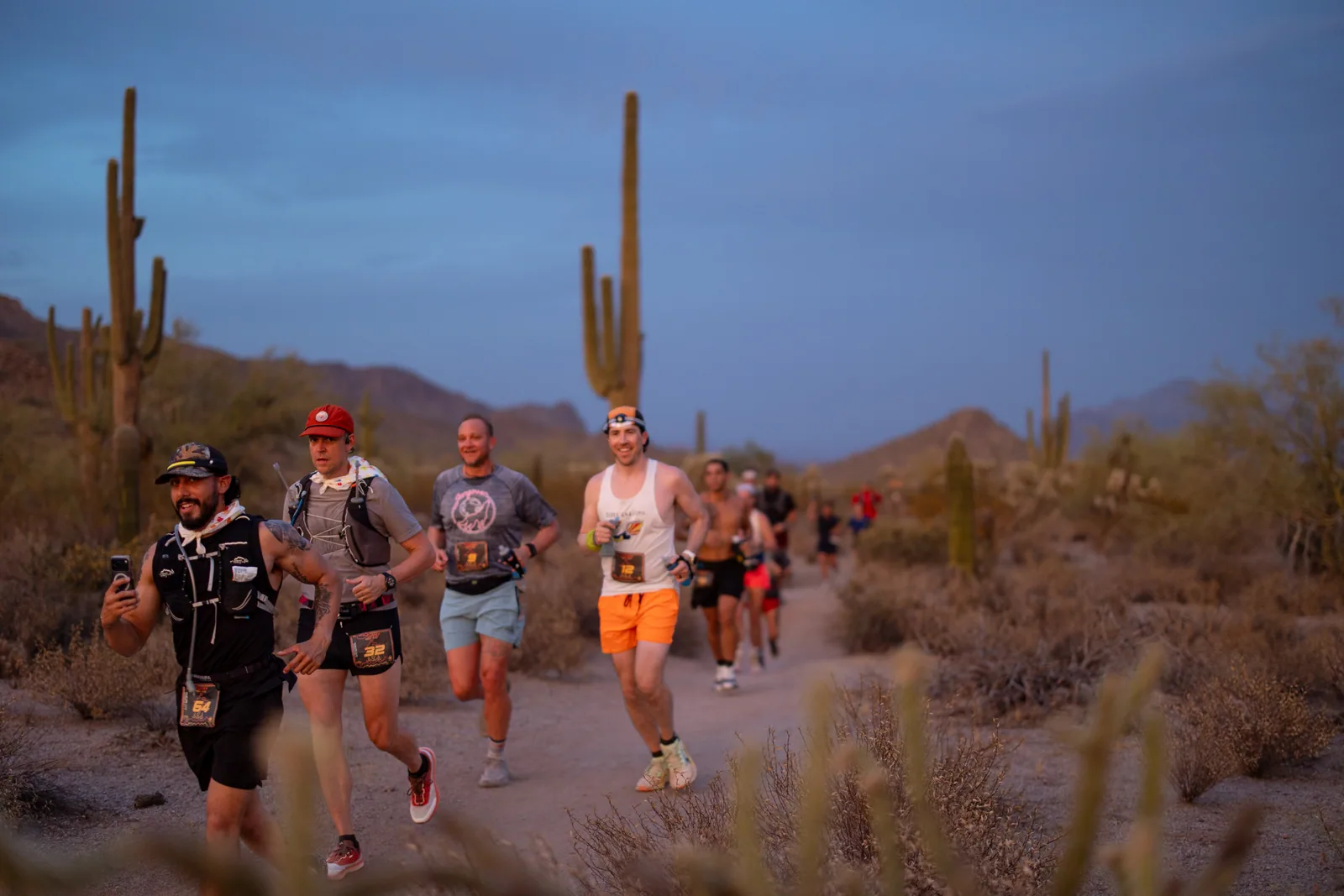 Runners at the Stunner Night Runs in Usery Mountain Regional Park