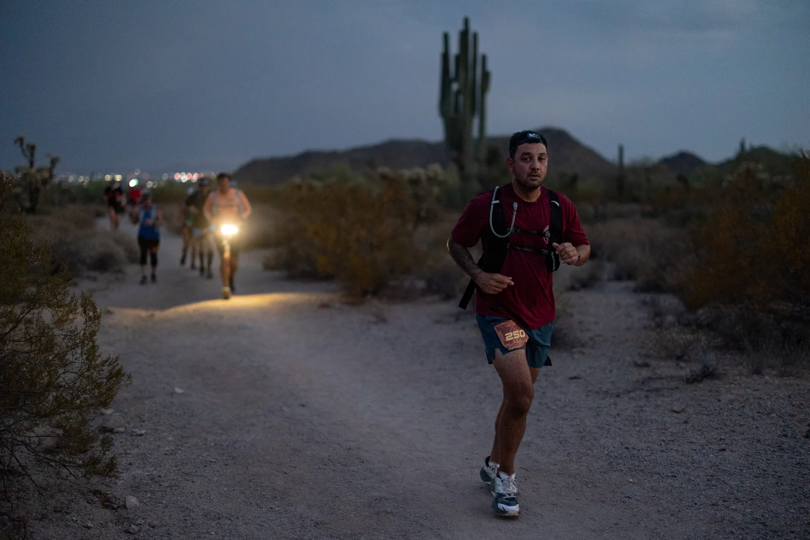 Runners at the Stunner Night Runs in Usery Mountain Regional Park