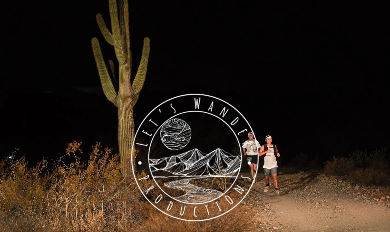 Runners by headlamp at the Vertigo Night Runs in White Tank Mountain Regional Park