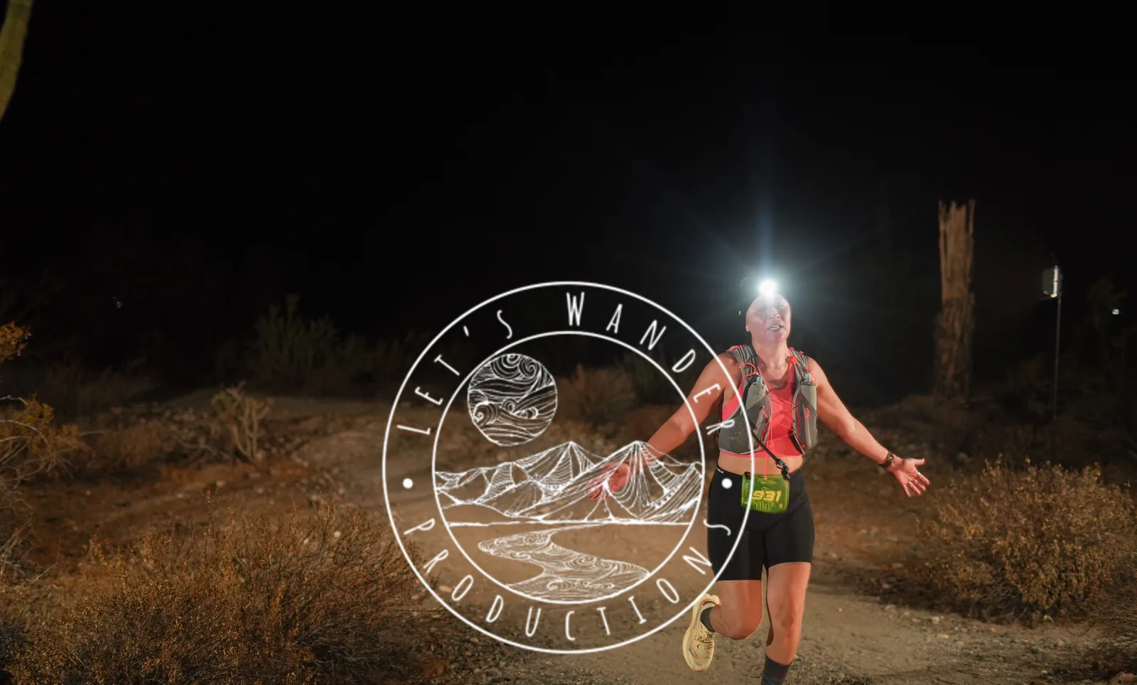 Runners by headlamp at the Vertigo Night Runs in White Tank Mountain Regional Park