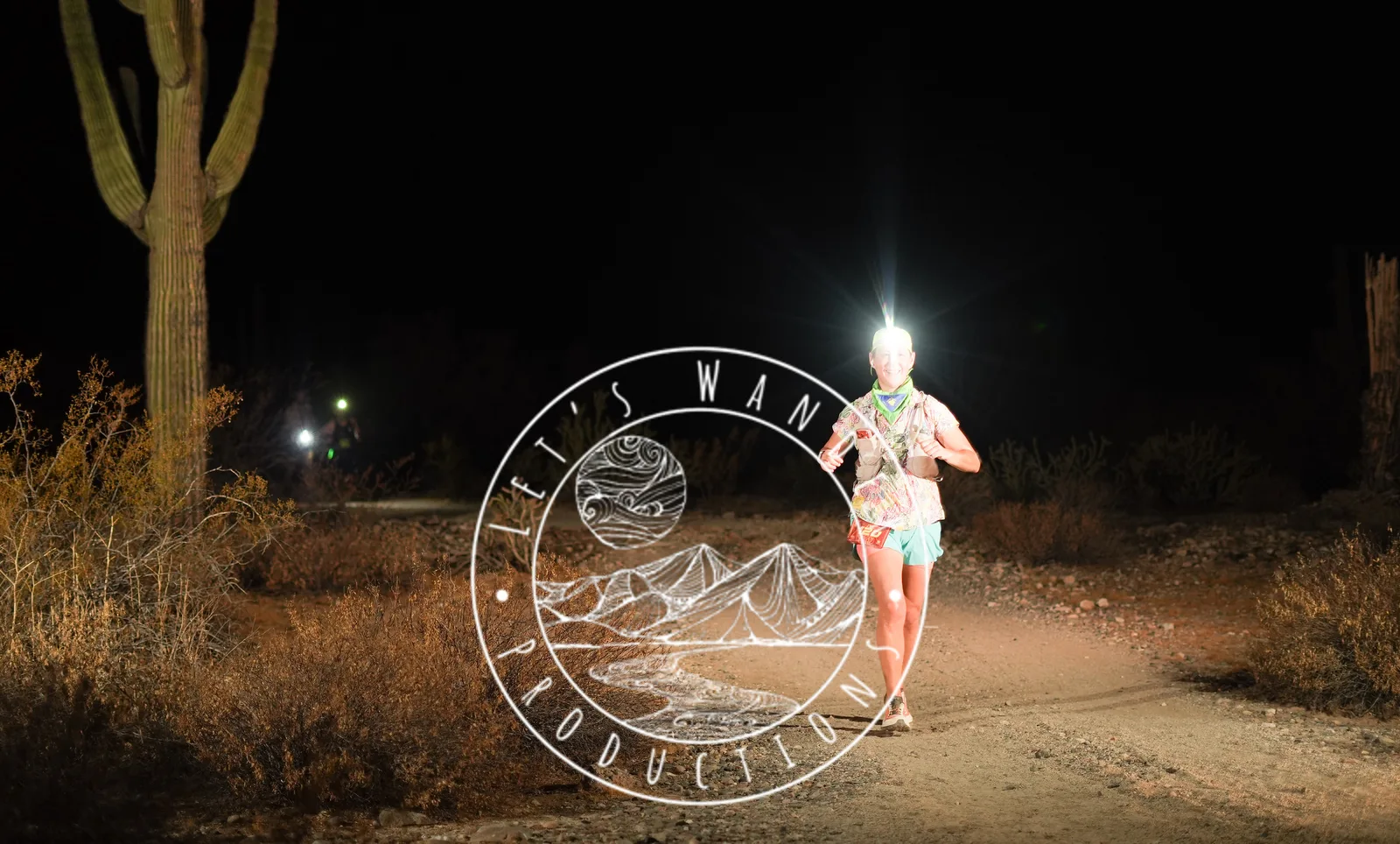 Runners by headlamp at the Vertigo Night Runs in White Tank Mountain Regional Park