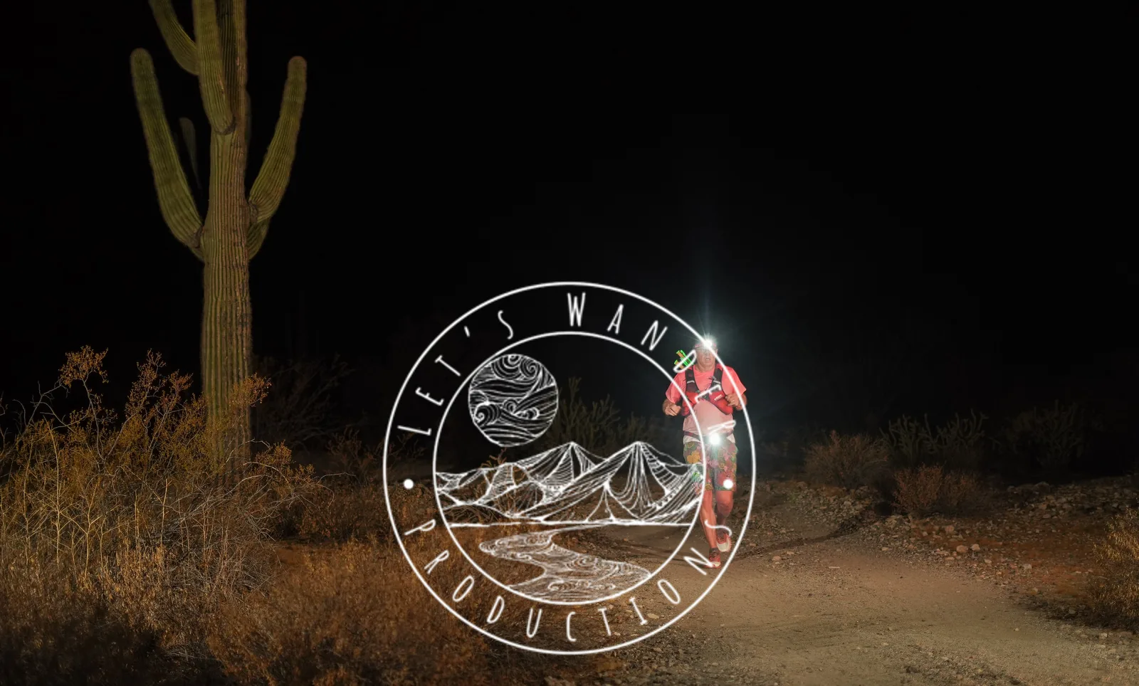Runners by headlamp at the Vertigo Night Runs in White Tank Mountain Regional Park