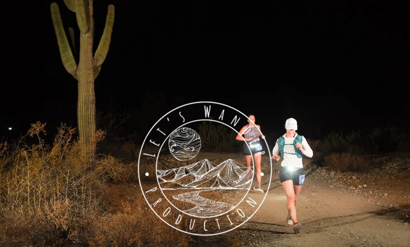Runners by headlamp at the Vertigo Night Runs in White Tank Mountain Regional Park