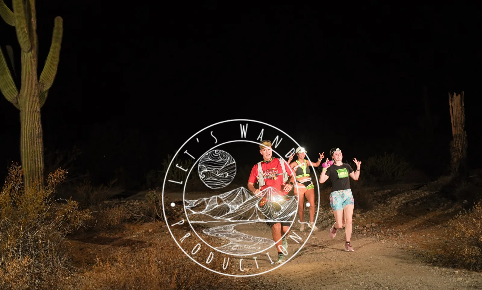 Runners by headlamp at the Vertigo Night Runs in White Tank Mountain Regional Park