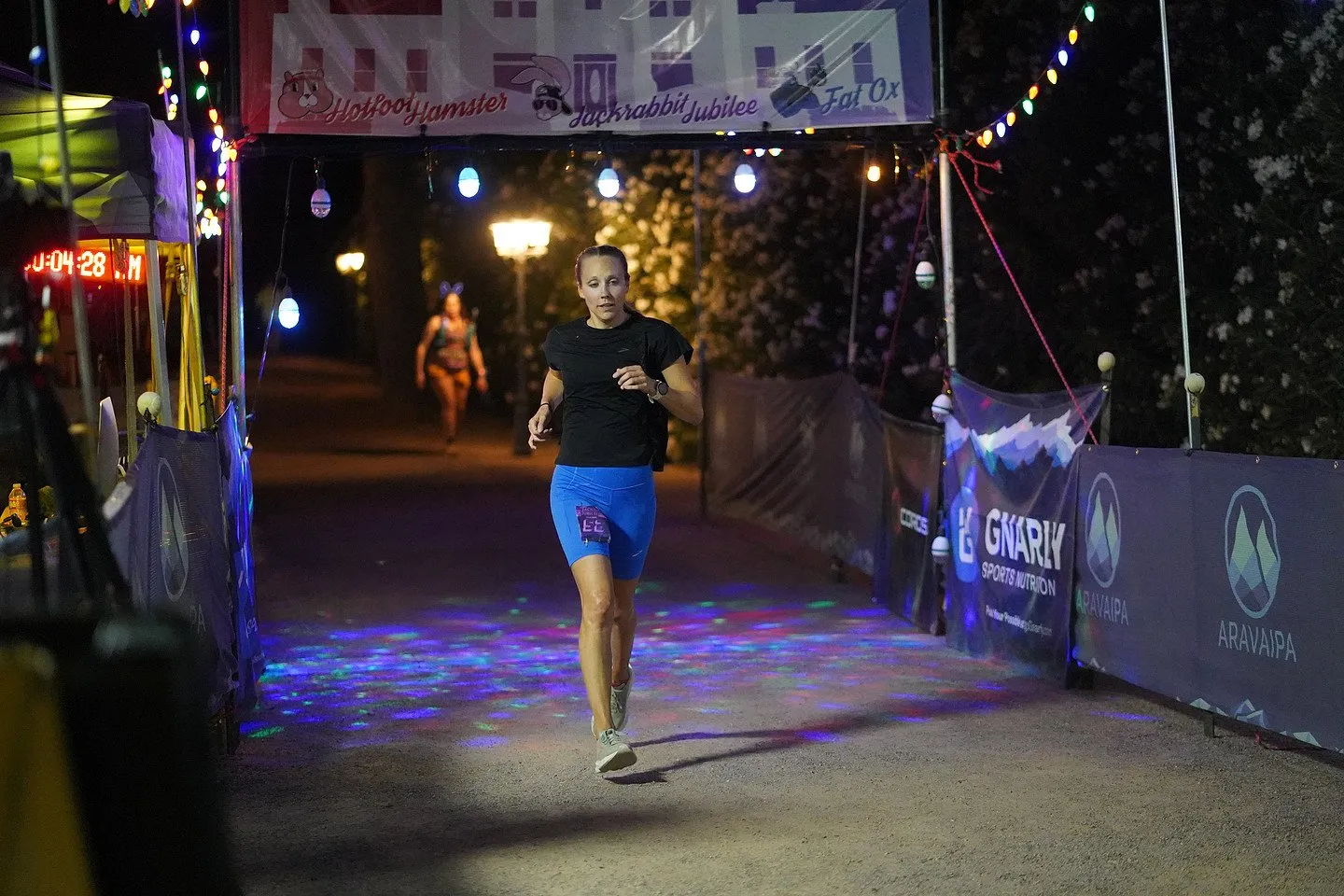 Through the timing arch after dark
