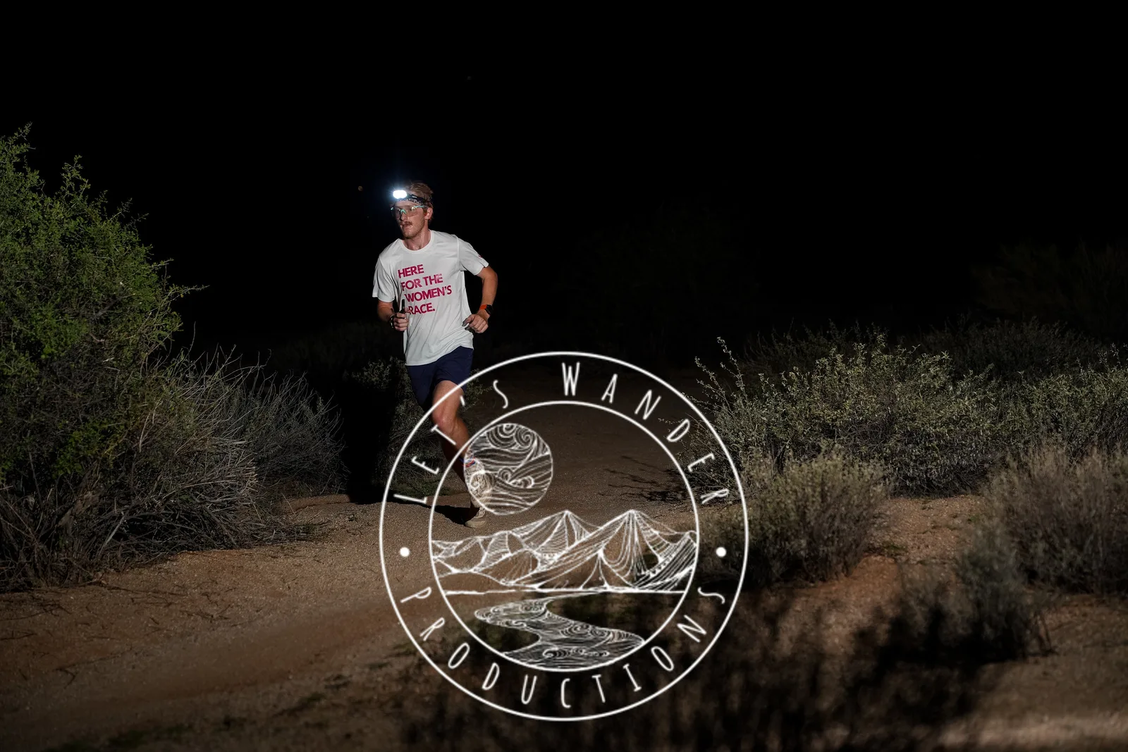 Runners at dusk and by headlamp at the Javelina Jangover Night Runs in McDowell Mountain Regional Park