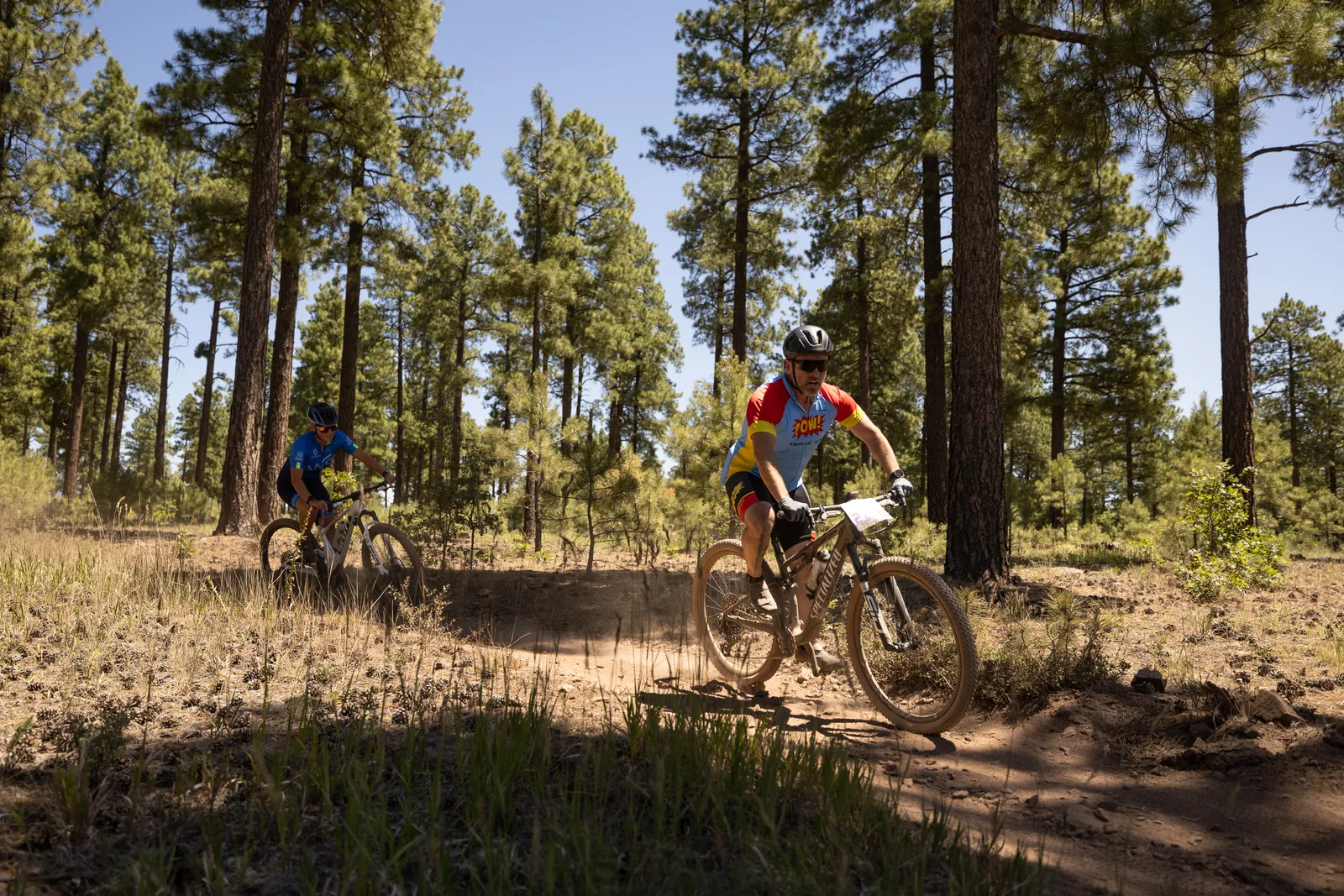 Rider on the Big Woody Rides loop in the pines near Flagstaff