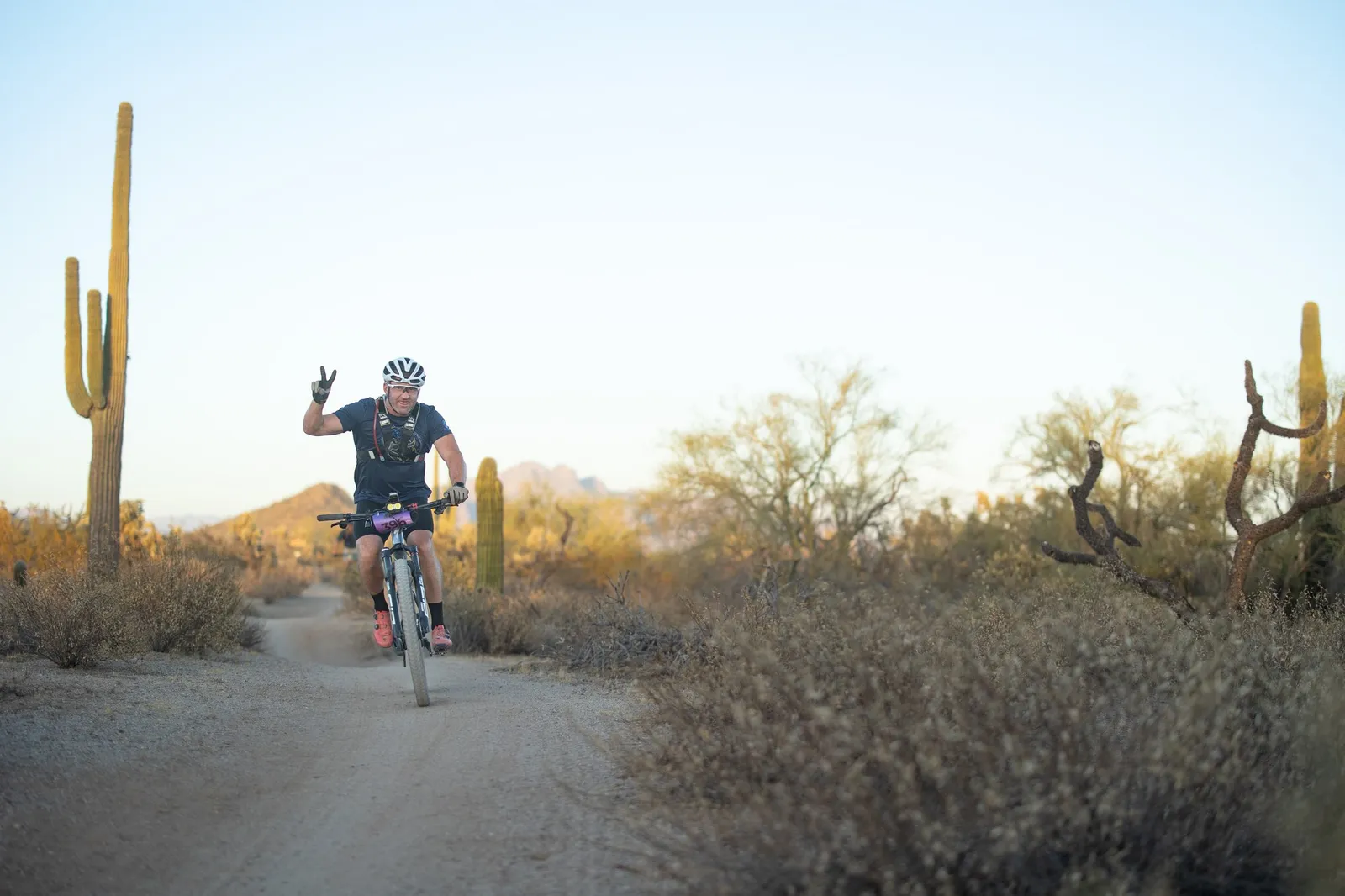 Rider on the Stunner Night Rides loop in Usery Mountain Regional Park