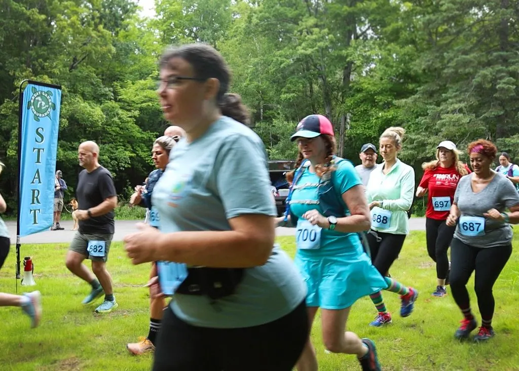 Runners heading out from the start