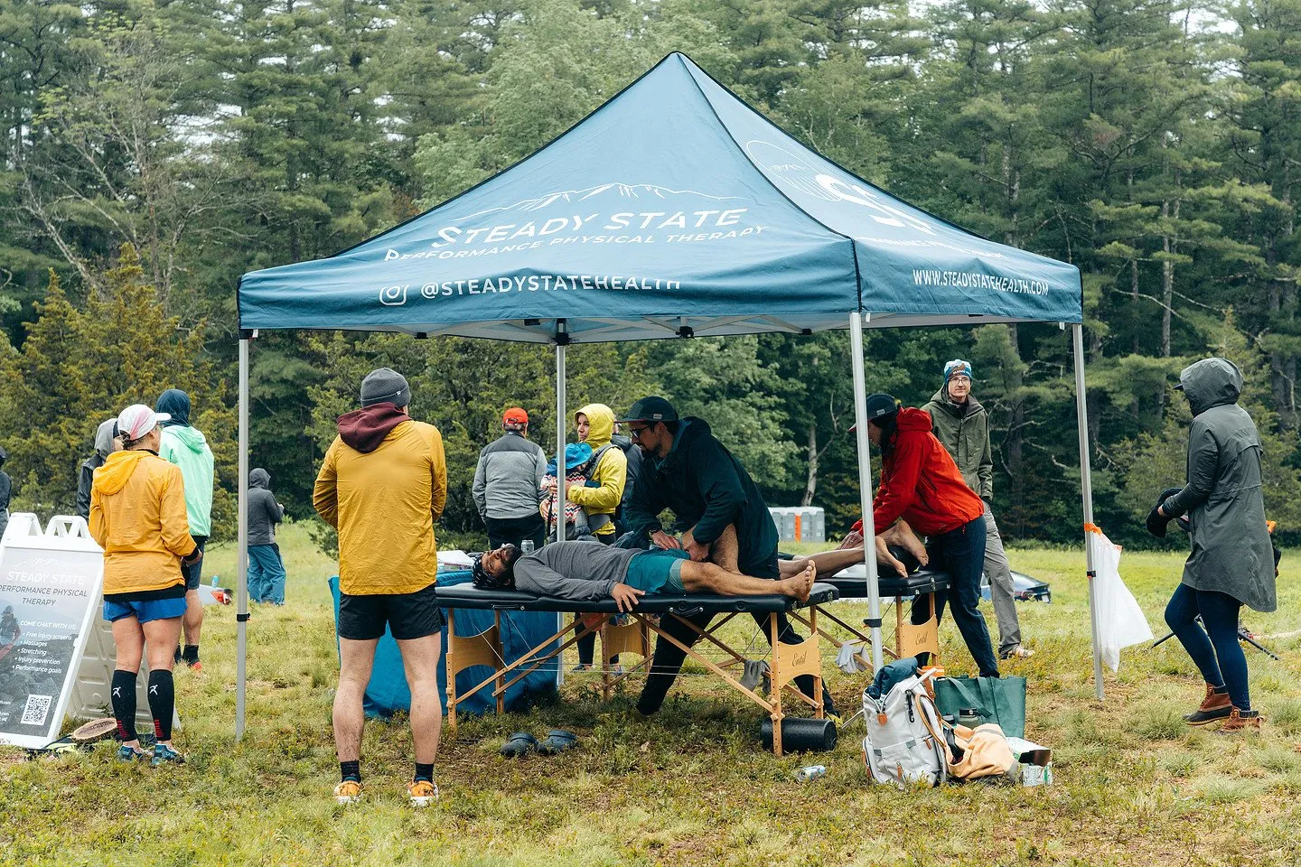 Recovery tent at the finish