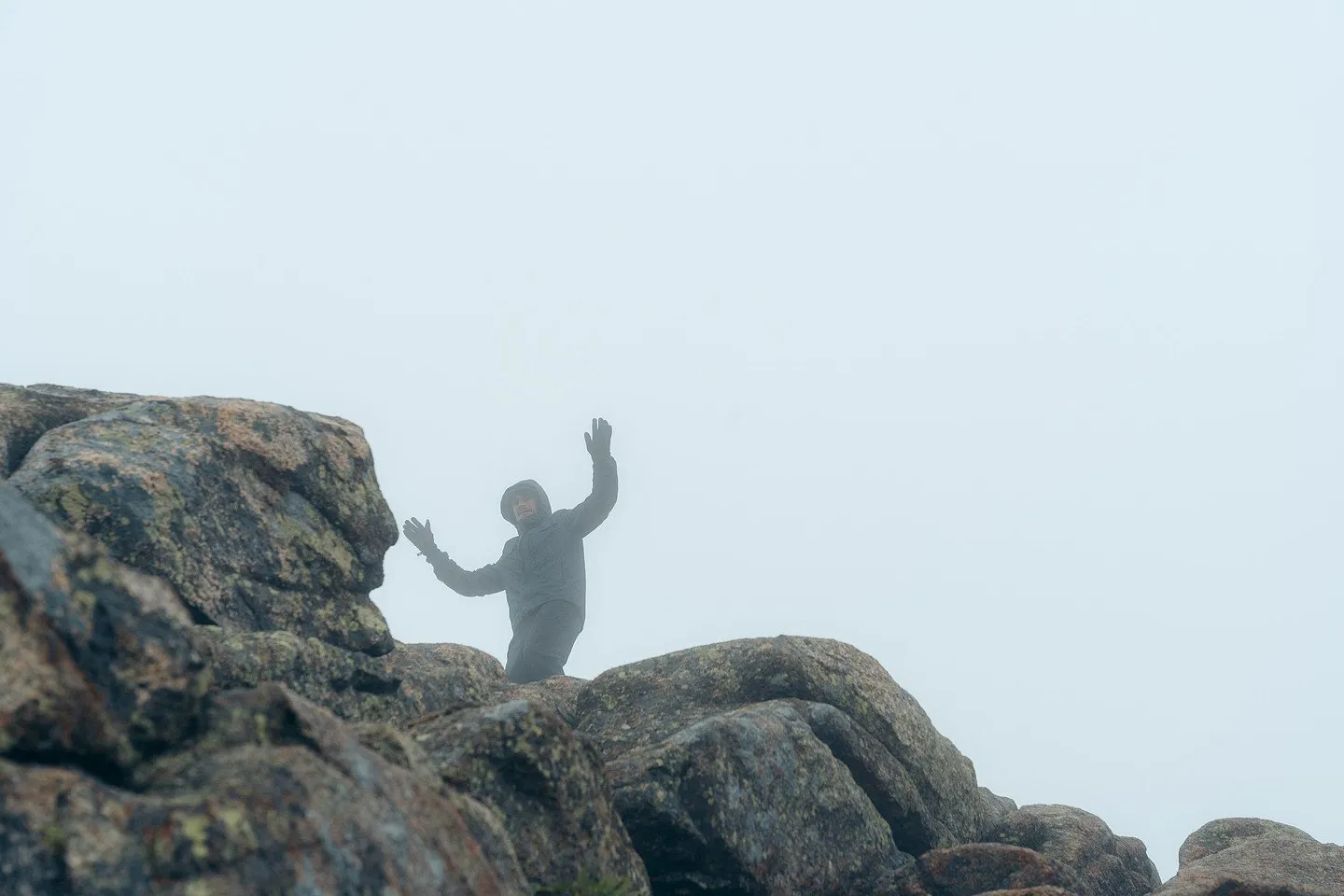 Celebrating on the summit in the clouds