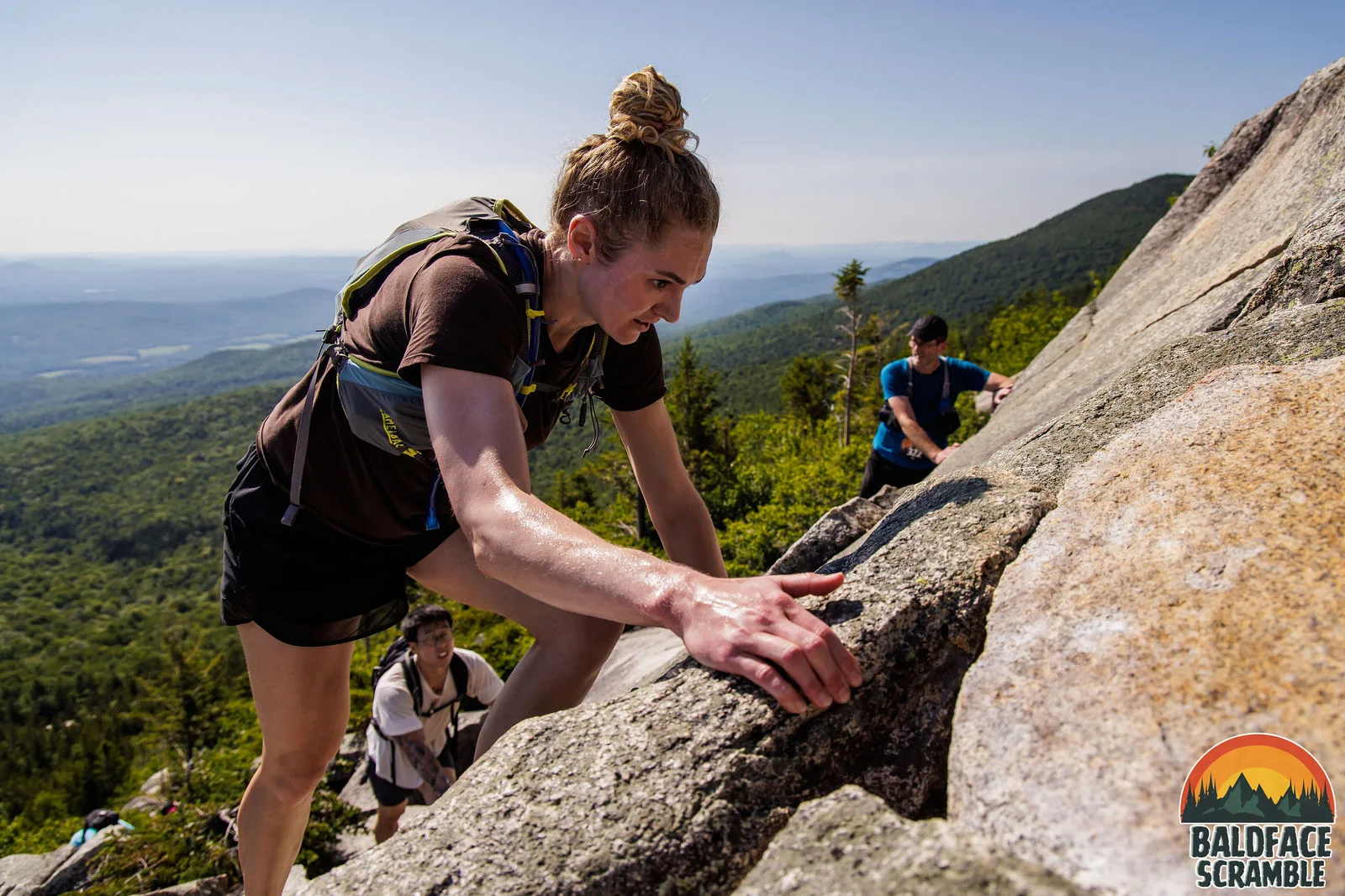 Pulling up the steep granite