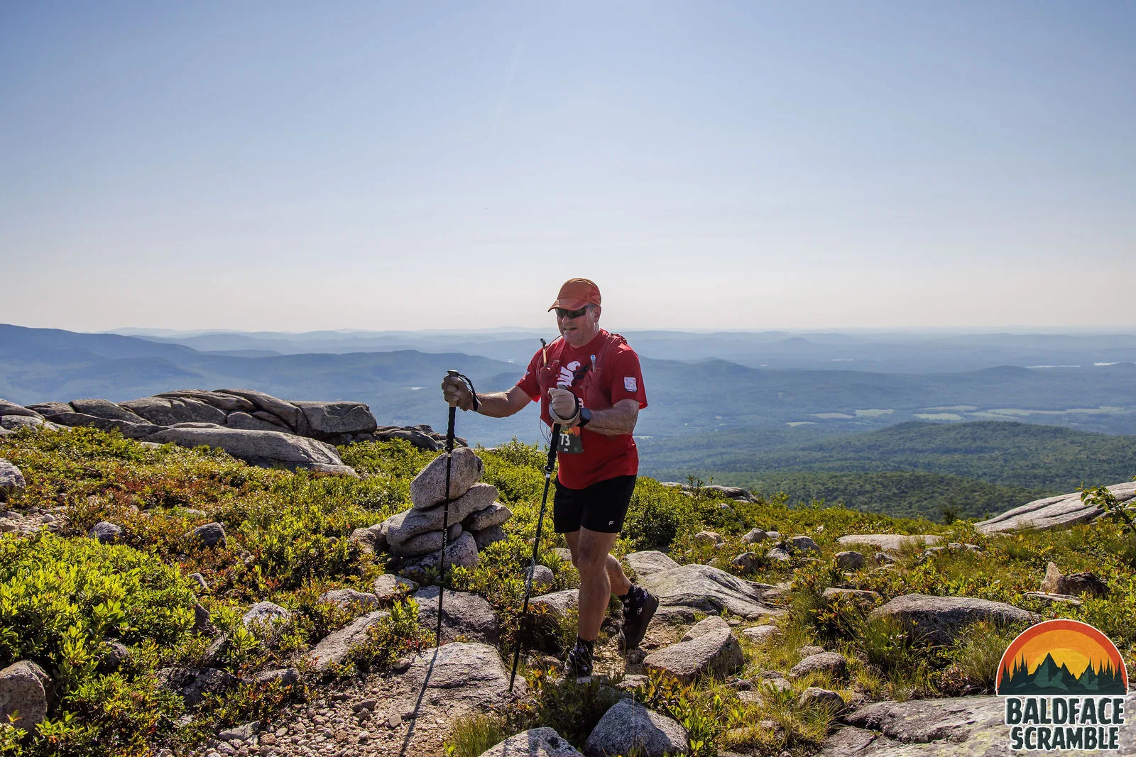 Poles out on the summit ridge